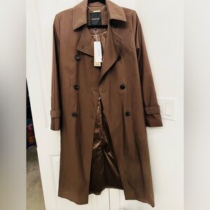 NWT Ever New Forever New Line Chocolate Brown Trench Coat size 4